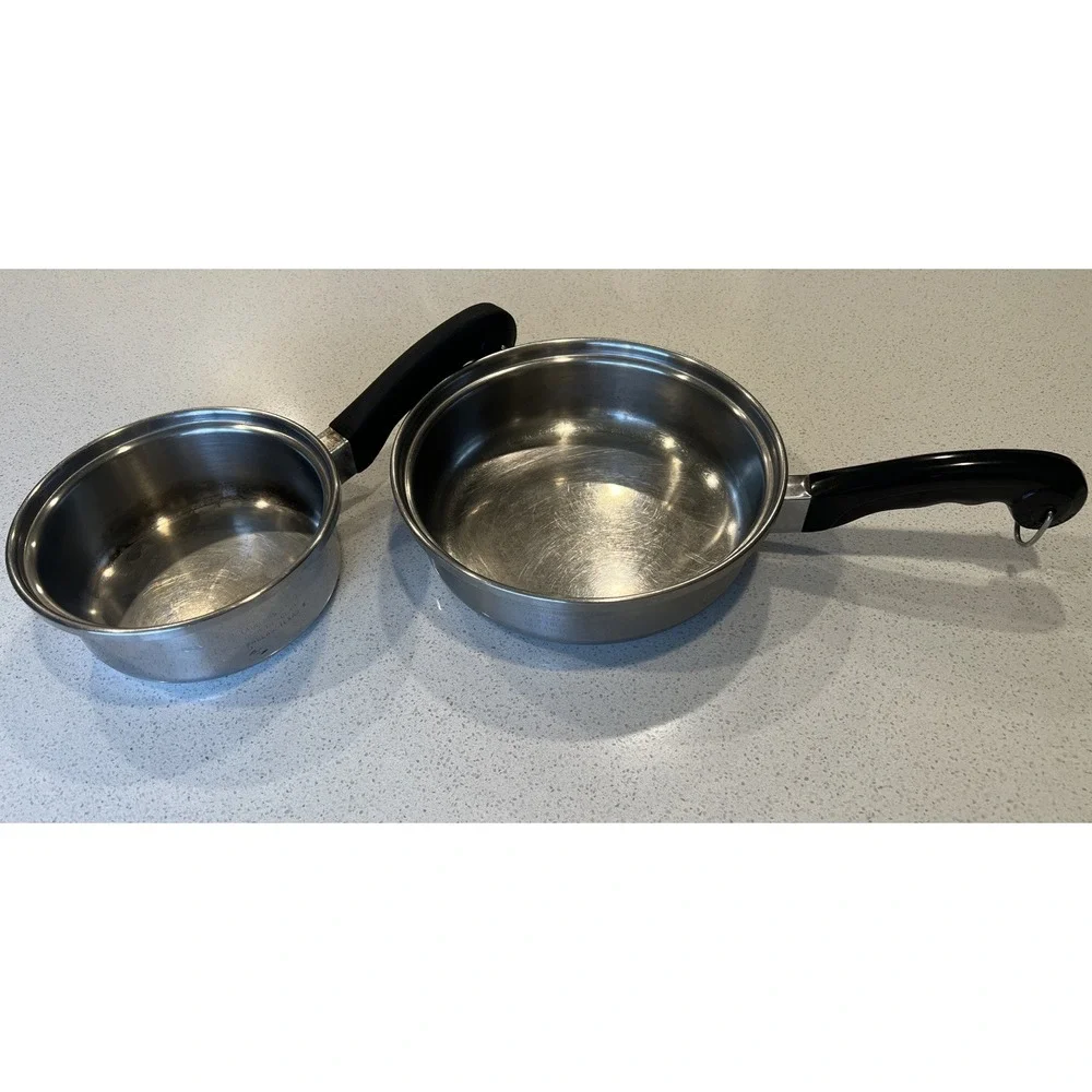 Saladmaster 18-8 Tri-clad Stainless Steel Skillet Fry Pan Set 2 Piece